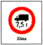 A zóna jelölése az 1/1975. (II. 5.) KPM-BM együttes rendelet a közúti közlekedés szabályairól (KRESZ) 14. (1) A járművek forgalmát tiltó vagy korlátozó jelzőtáblák szerint: z/2.