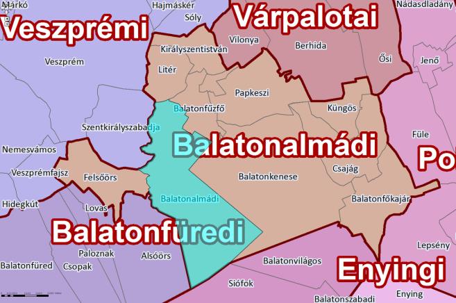 1.1.3 Balatonalmádi a Kelet-Balatoni medencében, a Balatonalmádi járás 1.1-3 térkép: A Kelet-Balatoni Kistérség (2014-ig) Forrás: http://gis.teir.