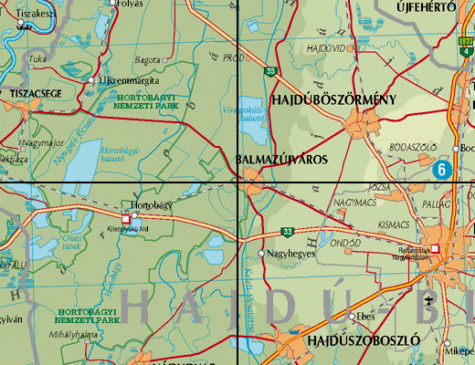 HELYZETFELTÁRÓ - HELYZETELEMZŐ - HELYZETÉRTÉKELŐ MUNKARÉSZEK 40 1.5 Hatályos településfejlesztési döntések 16. térkép: Balmazújváros és környéke Forrás: www.teir.