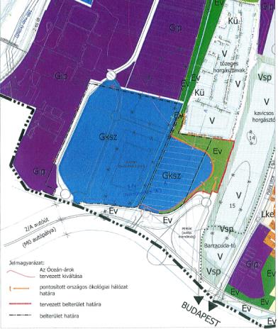 A XVI. kerület jelentős változással érintett területe a kerülethatáron a tervezett Újpalota-Parkvárossal határos, szintén lakóterületként kijelölt terület. A XVI. kerületi terület a XV.
