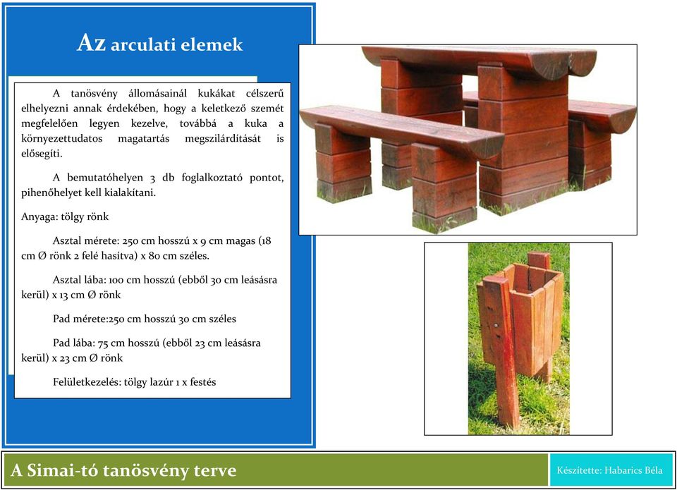 Anyaga: tölgy rönk Asztal mérete: 250 cm hosszú x 9 cm magas (18 cm Ø rönk 2 felé hasítva) x 80 cm széles.