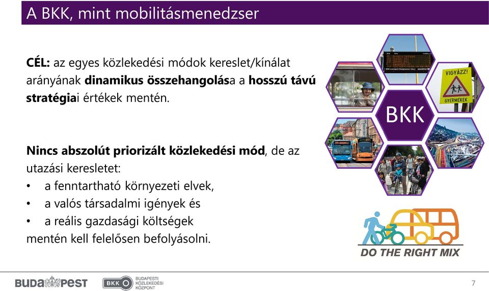 BKK Nincs abszolút priorizált közlekedési mód, de az utazási keresletet: a fenntartható